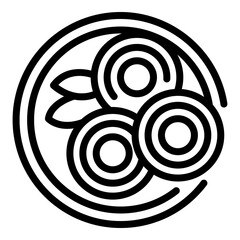 Noodle plate icon. Outline Noodle plate vector icon for web design isolated on white background