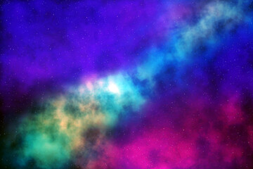 Colourful galaxy space background.  3D photo of colourful sky. 
