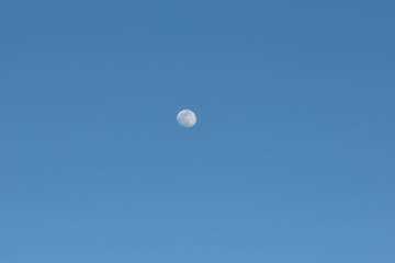 Waxing Gibbous moon in a light blue sky - three days before the full moon