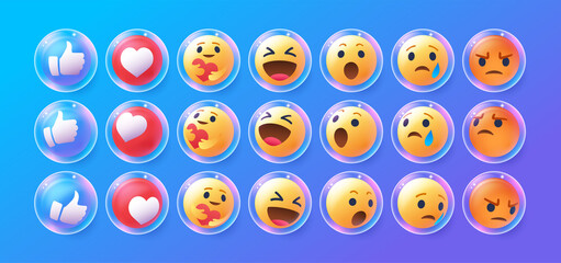 3d emoji in various points of view