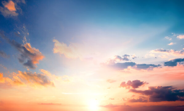 Bright orange sky and Colorful sky in twilight background