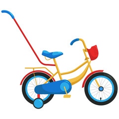 vector and illustration of a children's bicycle. a bright bike for a child. multi-colored slip art for design. children's sports and hobbies.
