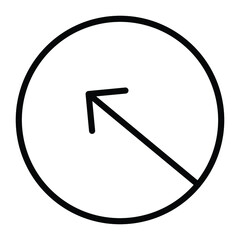 Simple thin line arrow pointing up diagonally in a button. Royalty-free.