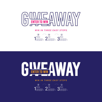 contest time giveaway design template. Enter to win illustration banner and poster. Follow  like  and share.