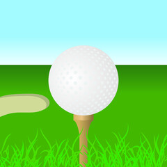 golf ball on tee, vector illustration 