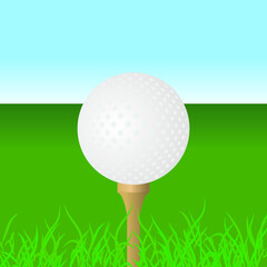 golf ball on tee, vector illustration 