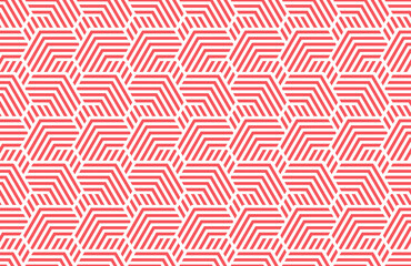 Abstract geometric pattern with stripes, lines. Seamless vector background. White and pink ornament. Simple lattice graphic design