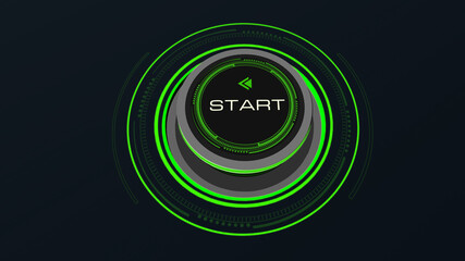 Start Stop Button Concept with finger touch button changing Start to Stop  and reverse