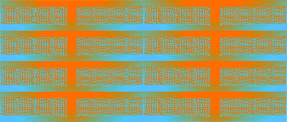 Blue-orange rectangles with waves on a horizontal background. For illustrations and textures.