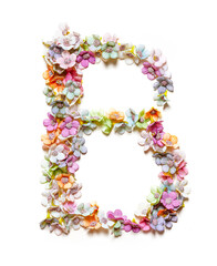 The letter B. Floral alphabet. Set of flower letters isolated on white. Flower font.