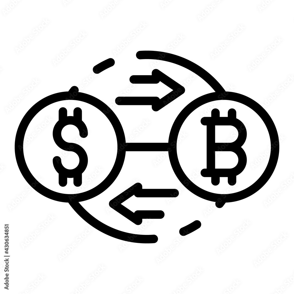 Poster exchange bitcoin icon. outline exchange bitcoin vector icon for web design isolated on white backgro