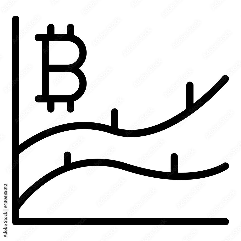 Poster bitcoin increase icon. outline bitcoin increase vector icon for web design isolated on white backgro