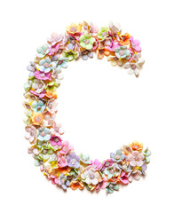 Naklejka premium The letter C. Floral alphabet. Set of flower letters isolated on white. Flower font.