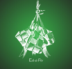 traditional indonesian food hand drawing isolated on green background