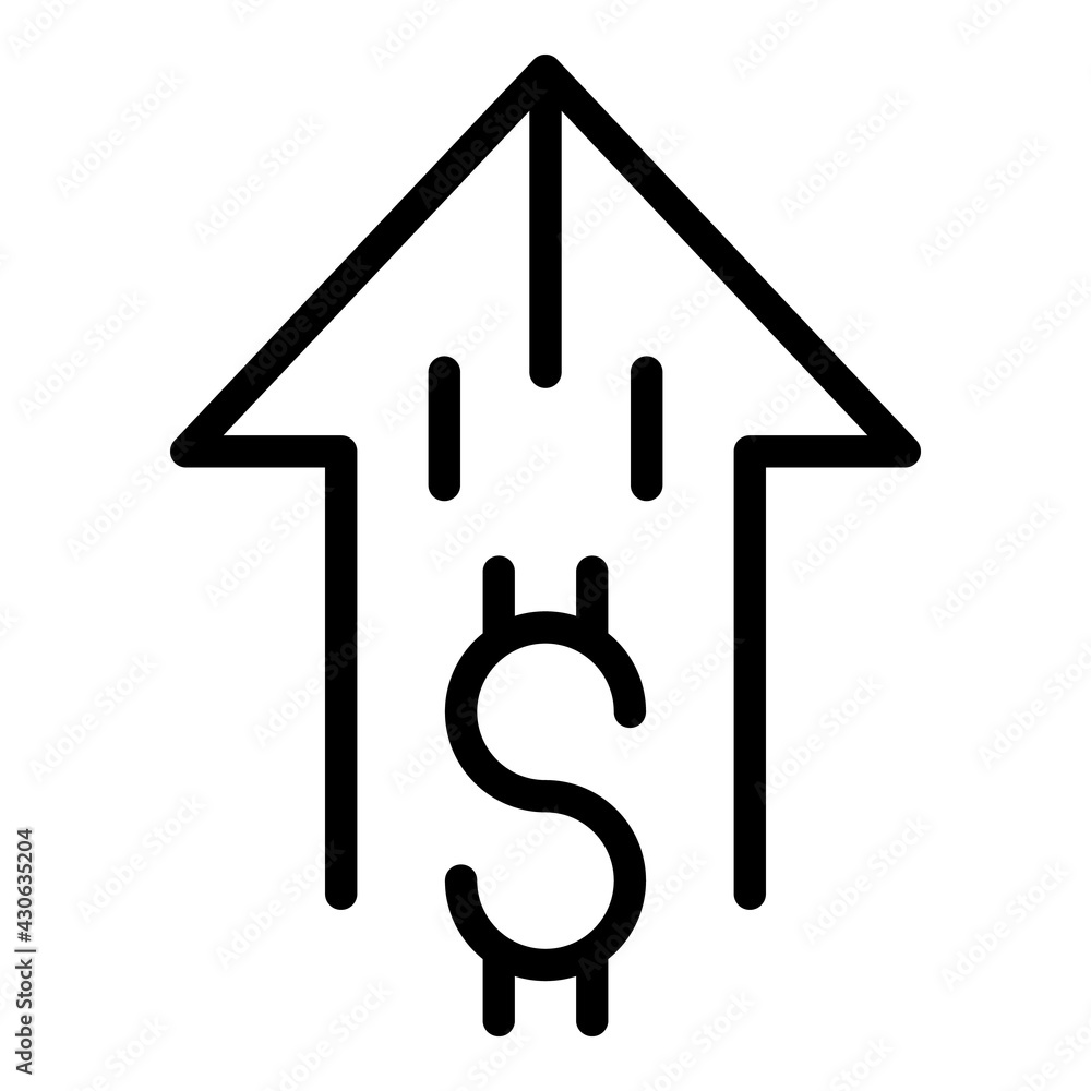 Poster increase dollar icon. outline increase dollar vector icon for web design isolated on white backgroun