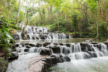 Waterfall in Namtok Samlan National Park. Beautiful nature at Saraburi province Thailand