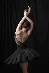 Young beautiful skinny ballerina is posing in studio © Alexander Y
