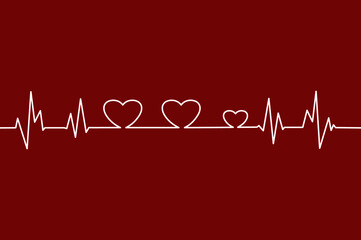 Flat Design Vector Graphics of Heart Vital Pulse ECG Signs Frequency for Family Farther Mother Children