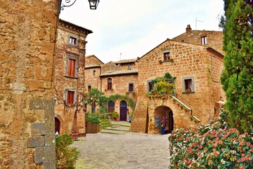landscape of the medieval village of Civita di Bagnoregio in Viterbo, Italy