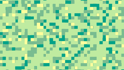 Abstract square pixel background in green and yellow colors. Vector illustration.