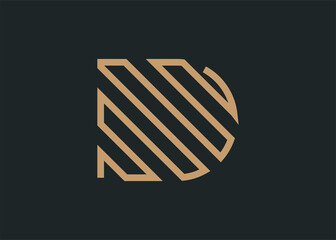 D Letter Initial Abstract Line Logo Design Template. Business,Company Identity Icon Line Art Vector