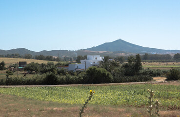 Panorama of hills and mountains with the fog clouds between Tetouan city
