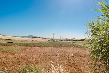 Panorama of hills and mountains with the fog clouds between Tetouan city
