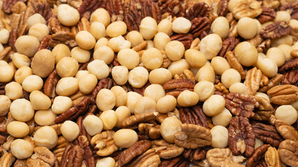 Mix of nuts as a background.