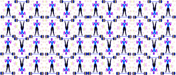 Athlete and weightlifting barbell in a pattern. Use for textures and design.