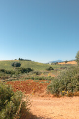 Panorama of hills and mountains with the fog clouds between Tetouan city
