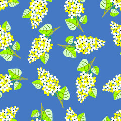 Lilac flowers with leaves, seamless pattern.