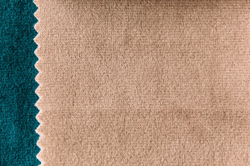 Wheat colour velour textile sample. Fabric texture background
