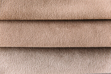Wheat colour velour textile sample. Fabric texture background
