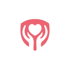 Heart protection care logo template ready for use