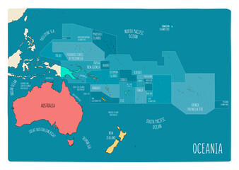 Colorful vector map of Oceania. Cartoon style © LaraFields