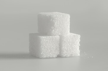 three white square sugar cube on grey background - 430641678