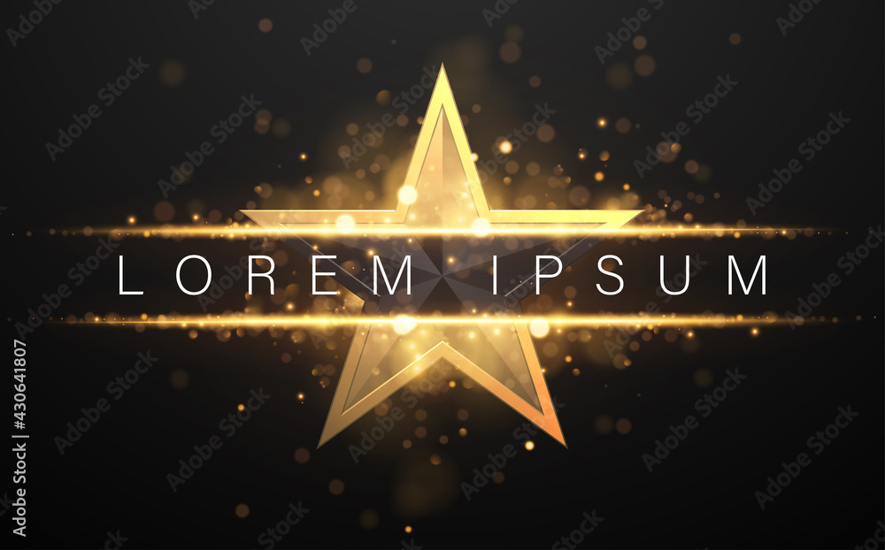Canvas Prints black and gold star shape background with glow effect