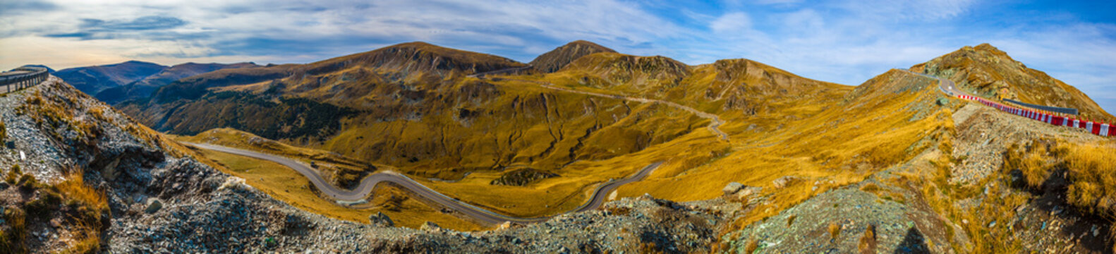 Outstanding panoramic view of Parang Mountains, famous high altitude Transalpina road, Valcea County, Romania