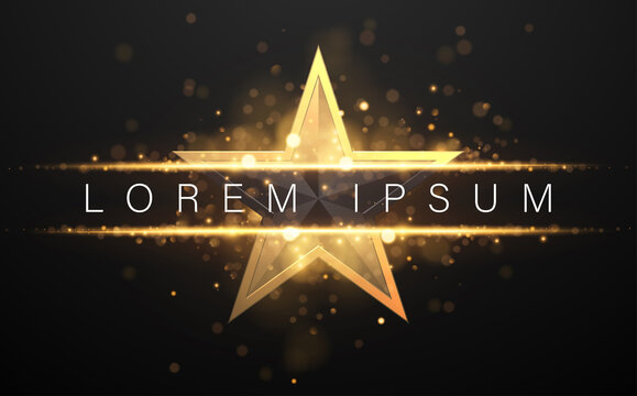 Black and gold star shape background with glow effect