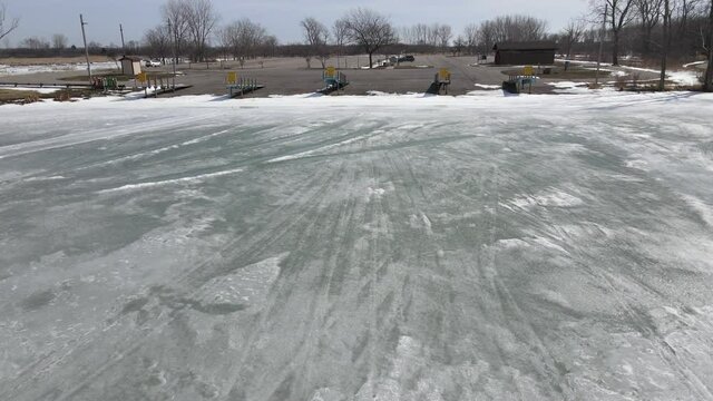 Frozen Lake Erie Monroe Michigan Drone Aerial View