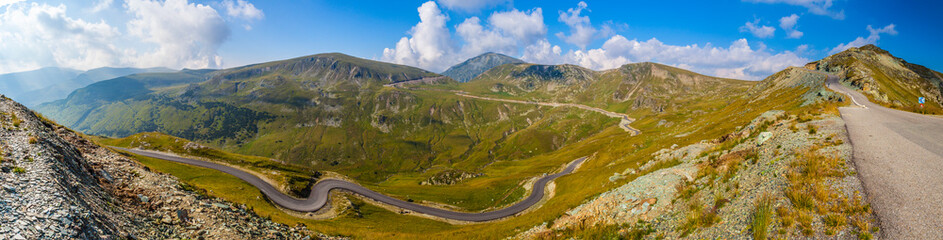 Outstanding panoramic view of Parang Mountains, famous high altitude Transalpina road, Valcea County, Romania