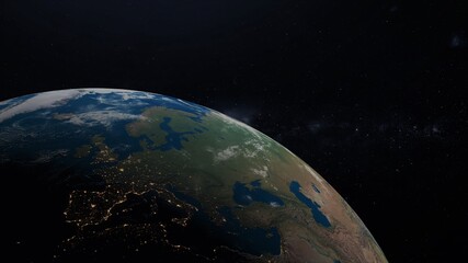 Fototapeta na wymiar europe seen from space 3d rendering illustration