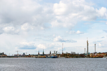 Fototapeta na wymiar ship in the harbor, nacka, stockholm, sverige, sweden