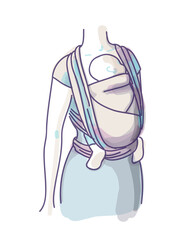 Vector Babywearing Illustration With Mother and her Baby In a Sling Scarf