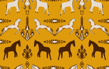 seamless pattern with horses, drawing horses pattern