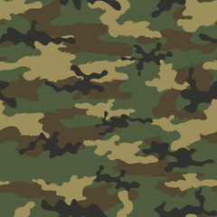 Forest camouflage pattern, vector seamless background, texture for textiles.