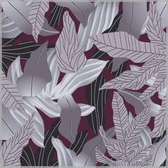 Seamless image of leaves with patterns and texture. A natural illustration. Design of wallpaper, fabrics, textiles, posters, packaging, gift paper.
