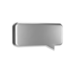 Silver 3d bubble talk isolated on white background. Gloss chrome metallic speech bubble, dialogue, messenger shape. 3D render vector shiny icon for social media or website