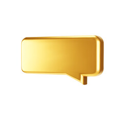 Gold 3d bubble talk isolated on white background. Glossy golden metallic speech bubble, dialogue, messenger shape. 3D render vector shiny icon for social media or website