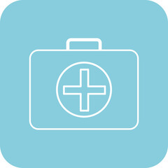 First aid kit isolated ,medicine Bag on blue background flat icon vector illustration.